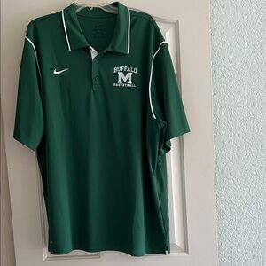 Nike Green Polo with White Trim - Buffalo M Basketball Logo